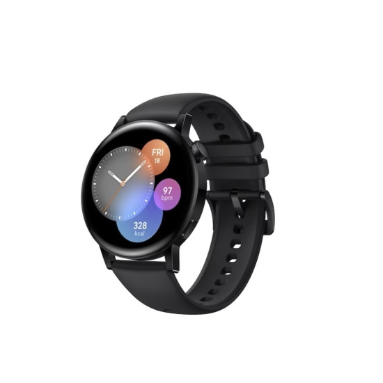 Huawei Watch 3 Active 46mm Schwarz Silikonarmband Schwarz